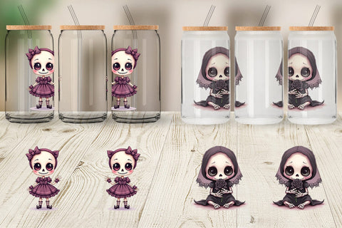 Glass Can Gothic Cute Skeletons Sublimation artnoy 