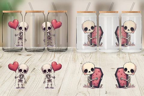 Glass Can Gothic Cute Skeletons Sublimation artnoy 