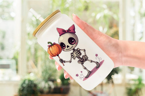 Glass Can Gothic Cute Skeletons Sublimation artnoy 