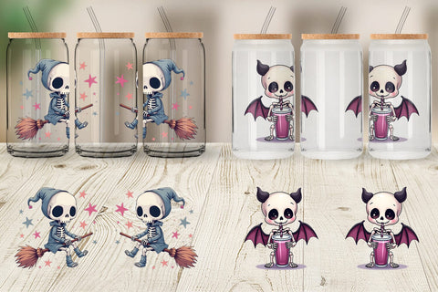 Glass Can Gothic Cute Skeletons Sublimation artnoy 