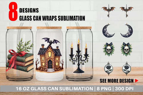 Glass Can Gothic Elegance Watercolor Christmas Sublimation artnoy 