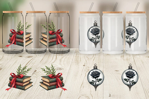 Glass Can Gothic Elegance Watercolor Christmas Sublimation artnoy 