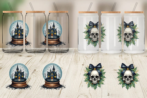 Glass Can Gothic Elegance Watercolor Christmas Sublimation artnoy 