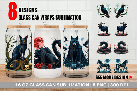 Glass Can Gothic Enchanted Beasts Sublimation artnoy 