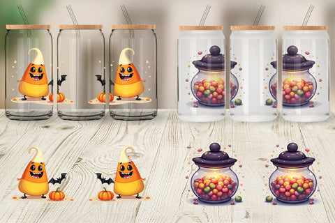 Glass Can Gothic Halloween Candies and Treats Sublimation artnoy 