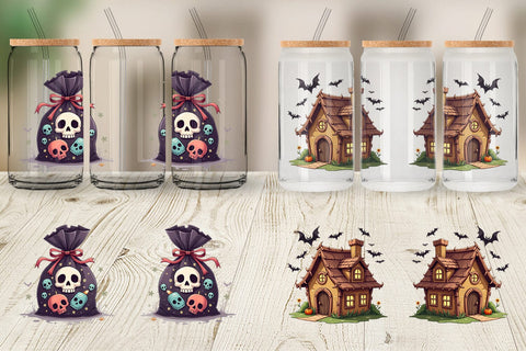 Glass Can Gothic Halloween Candies and Treats Sublimation artnoy 