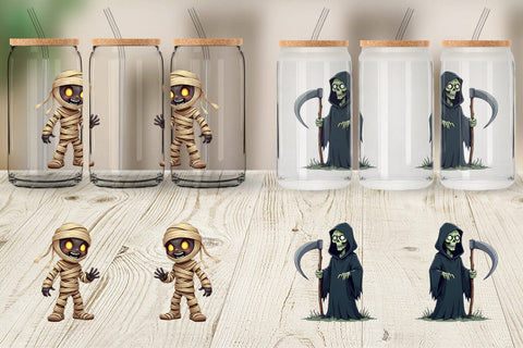 Glass Can Gothic Halloween Characters Sublimation artnoy 
