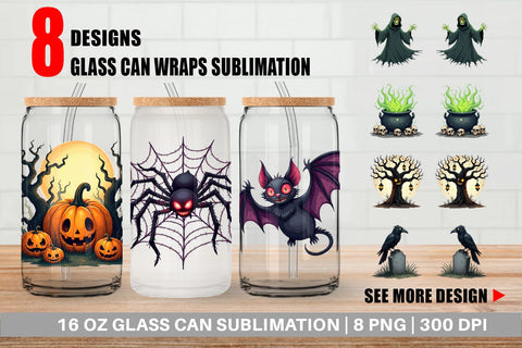 Glass Can Gothic Halloween Creatures Sublimation artnoy 