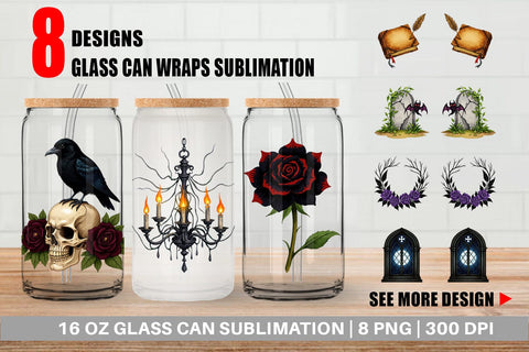 Glass Can Gothic Halloween Elegance Sublimation artnoy 