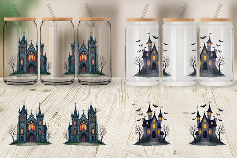 Glass Can Gothic Halloween Gothic Architecture Sublimation artnoy 