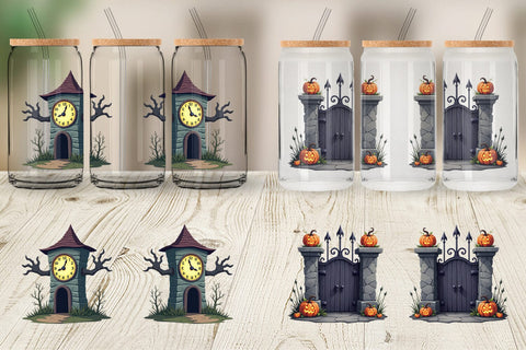 Glass Can Gothic Halloween Gothic Architecture Sublimation artnoy 