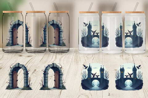 Glass Can Gothic Halloween Gothic Architecture Sublimation artnoy 