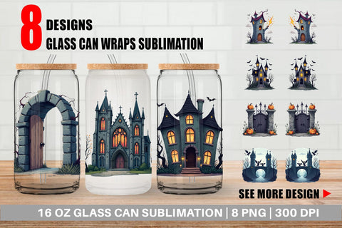 Glass Can Gothic Halloween Gothic Architecture Sublimation artnoy 