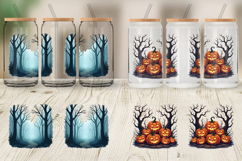 Glass Can Gothic Halloween Haunted Forest Sublimation artnoy 