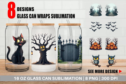 Glass Can Gothic Halloween Haunted Forest Sublimation artnoy 