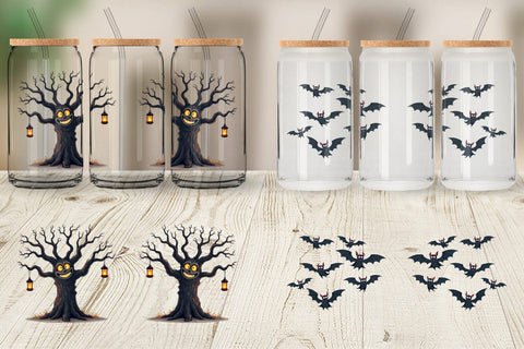 Glass Can Gothic Halloween Haunted Forest Sublimation artnoy 