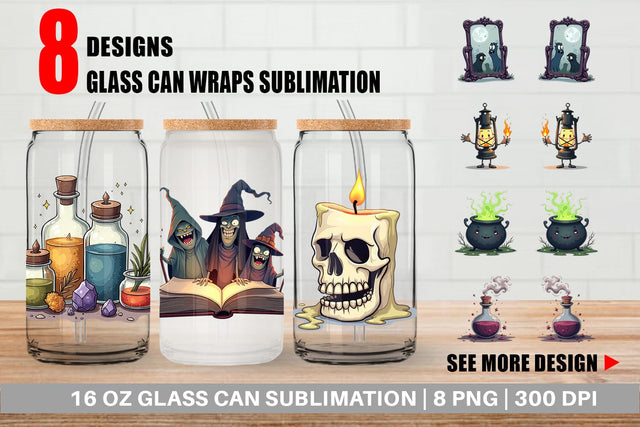Glass Can Gothic Halloween Miscellaneous Sublimation artnoy 