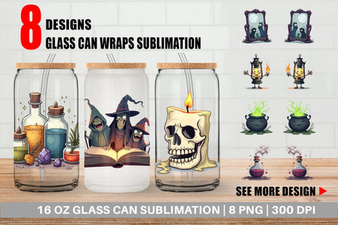 Glass Can Gothic Halloween Miscellaneous Sublimation artnoy 
