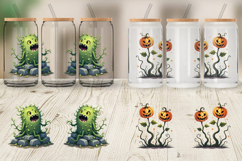 Glass Can Gothic Halloween Plants and Herbs Sublimation artnoy 