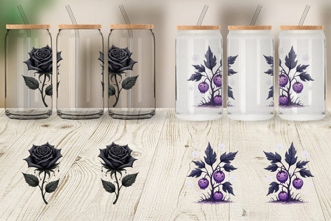 Glass Can Gothic Halloween Plants and Herbs Sublimation artnoy 