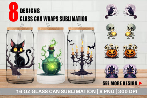 Glass Can Gothic Halloween Set Sublimation artnoy 