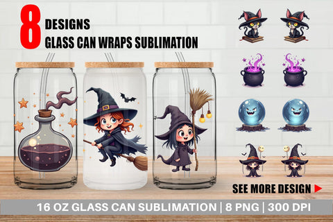 Glass Can Gothic Halloween Witches Sublimation artnoy 