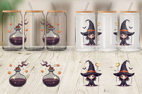 Glass Can Gothic Halloween Witches Sublimation artnoy 