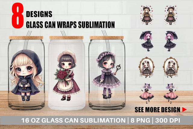 Glass Can Gothic Lolita Dolls Sublimation artnoy 