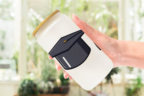 Glass Can Graduation Cap Sublimation artnoy 