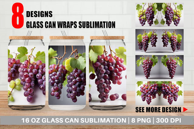 Glass Can Grapes Fruit Sublimation artnoy 