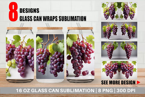 Glass Can Grapes Fruit Sublimation artnoy 