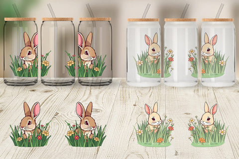 Glass Can Grass Bunny Sublimation artnoy 