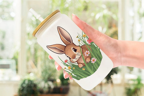 Glass Can Grass Bunny Sublimation artnoy 