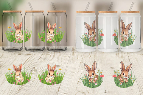 Glass Can Grass Bunny Sublimation artnoy 