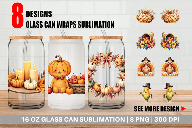 Glass Can Grateful Gathering Sublimation artnoy 