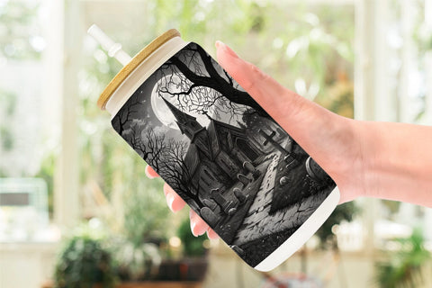 Glass Can Graveyard Halloween Sublimation artnoy 