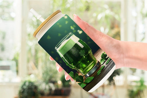 Glass Can Green Beer Patrick's Day Sublimation artnoy 