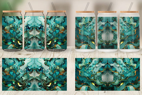 Glass Can Green Marble Painting Sublimation artnoy 