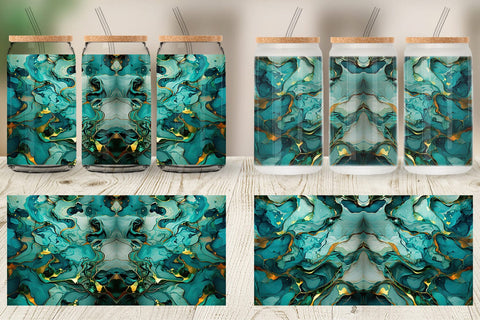 Glass Can Green Marble Painting Sublimation artnoy 