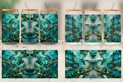 Glass Can Green Marble Painting Sublimation artnoy 