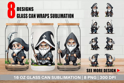 Glass Can Grim Reaper Gnome Sublimation artnoy 