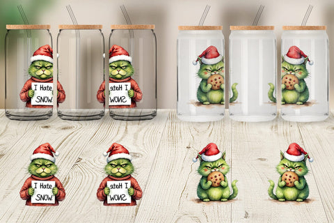 Glass Can Grinchy Catsmas Sublimation artnoy 