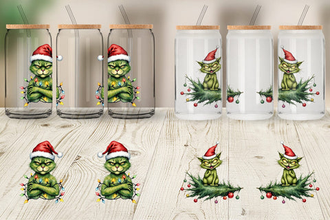 Glass Can Grinchy Catsmas Sublimation artnoy 