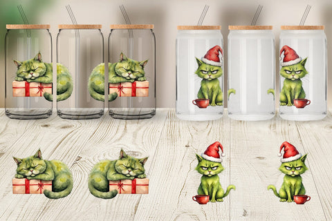 Glass Can Grinchy Catsmas Sublimation artnoy 