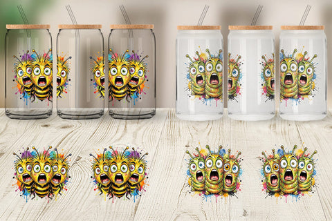 Glass Can Gritty Comic Garden Insects Heatwave Sublimation artnoy 