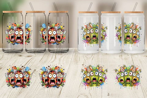 Glass Can Gritty Comic Garden Insects Heatwave Sublimation artnoy 