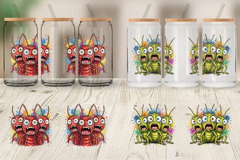 Glass Can Gritty Comic Garden Insects Heatwave Sublimation artnoy 