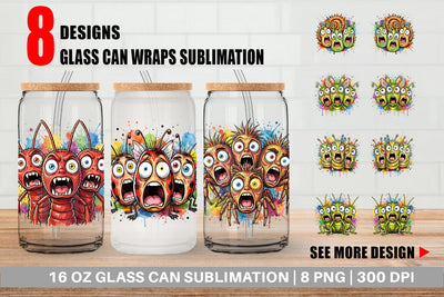 Glass Can Gritty Comic Garden Insects Heatwave Sublimation artnoy 