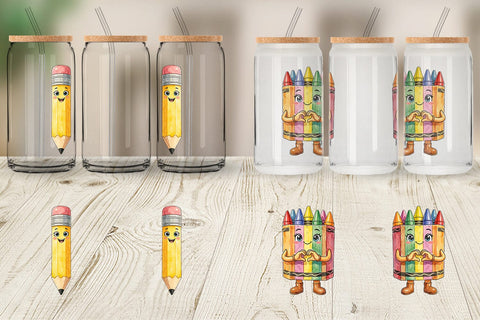 Glass Can Groovy 70s School Mascot Watercolor Sublimation artnoy 