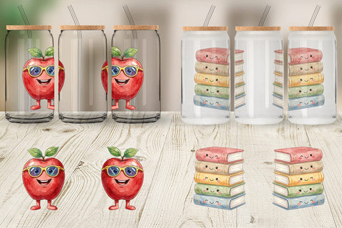 Glass Can Groovy 70s School Mascot Watercolor Sublimation artnoy 